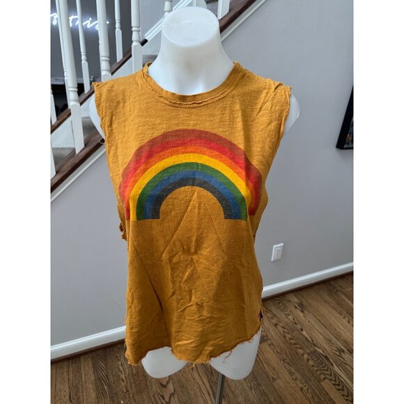 Aviator Nation Tops - [Aviator Nation] Mustard Rainbow Muscle Tee